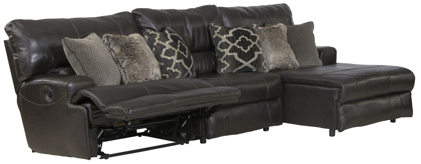 Como - 3 Piece Italian Leather Match Reclining Sectional - Hornell Furniture Outlet