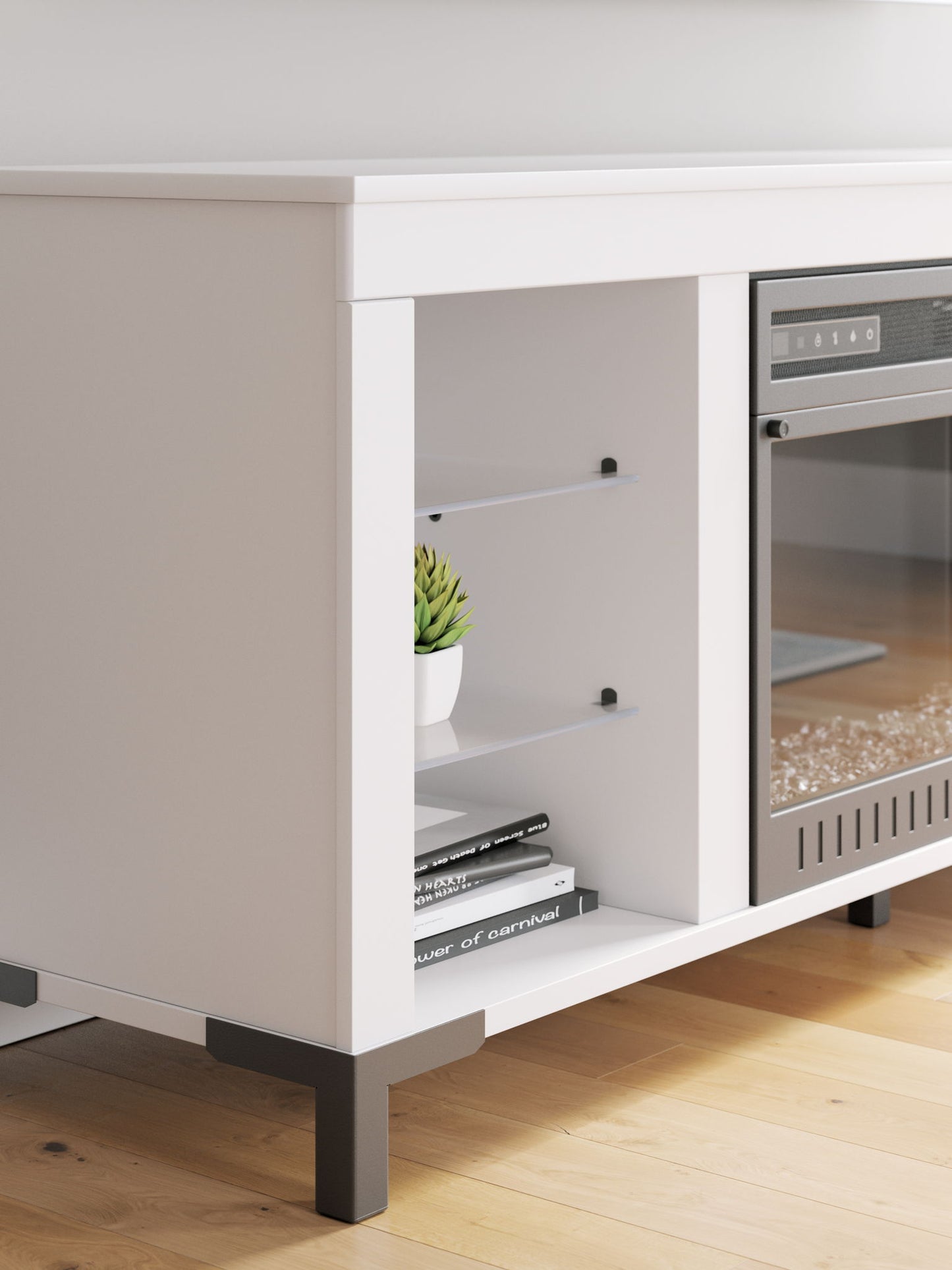 Brollevi - White - TV Stand With Fireplace - Hornell Furniture Outlet