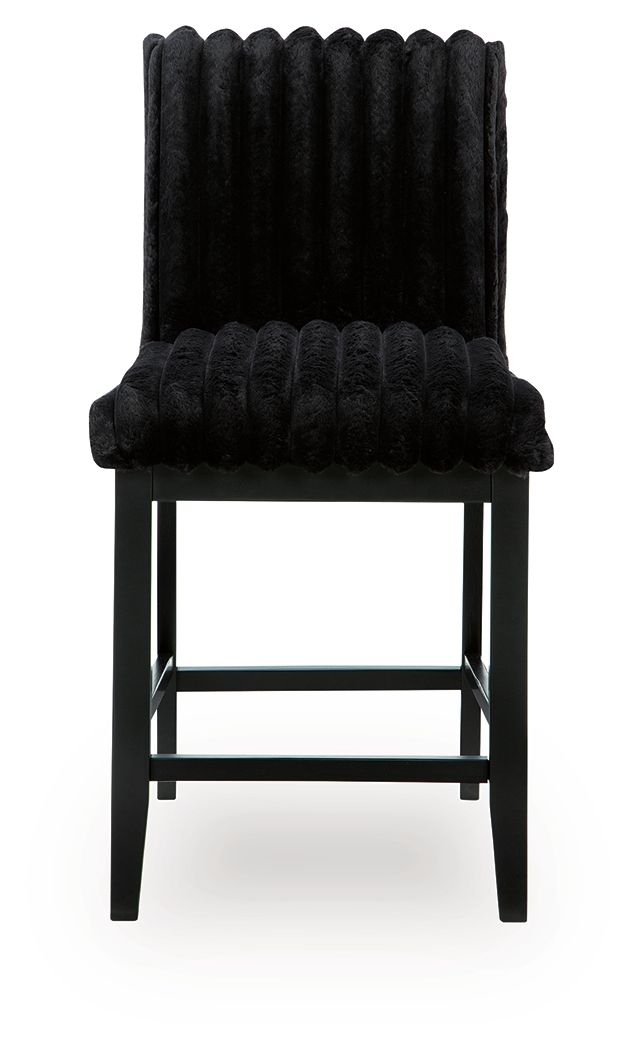 Mervannie - Upholstered Barstool (Set of 2) - Black - Hornell Furniture Outlet