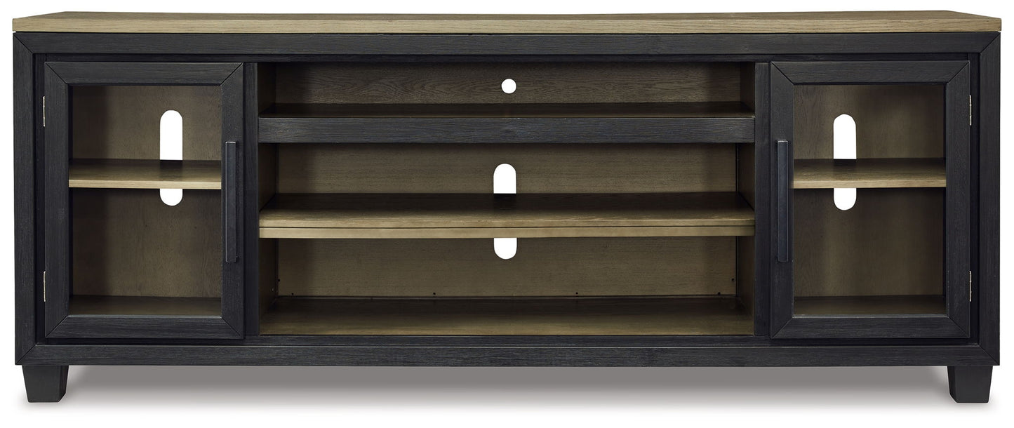 Foyland - Black / Brown - XL TV Stand w/Fireplace Option - Hornell Furniture Outlet