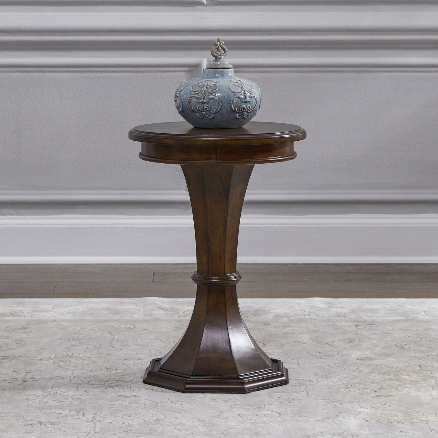 Arden Road - Round Chairside Table - Satin Cherry - Hornell Furniture Outlet