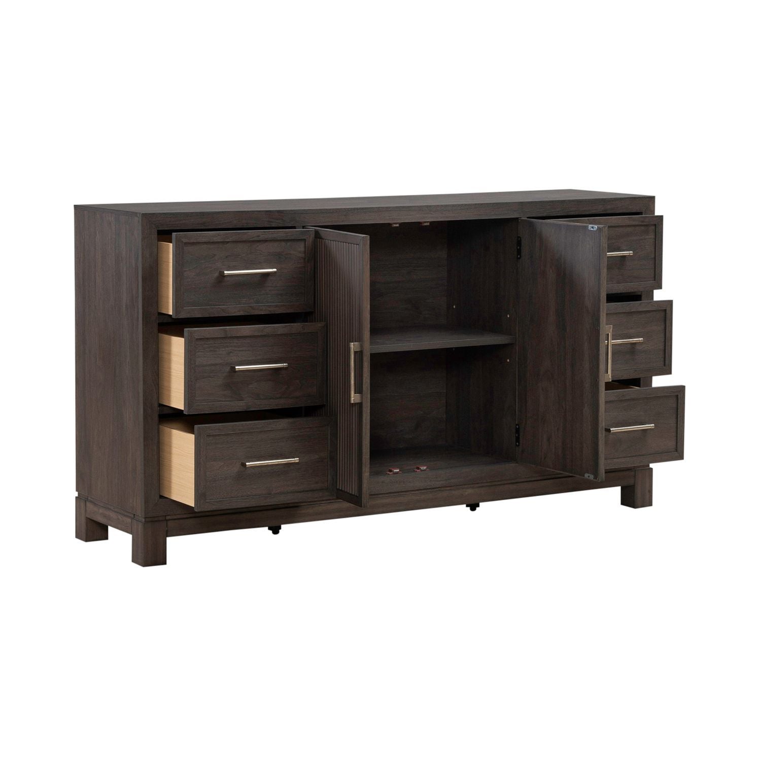 Modern Edge - 2 Door 6 Drawer Dresser - Brown - Hornell Furniture Outlet