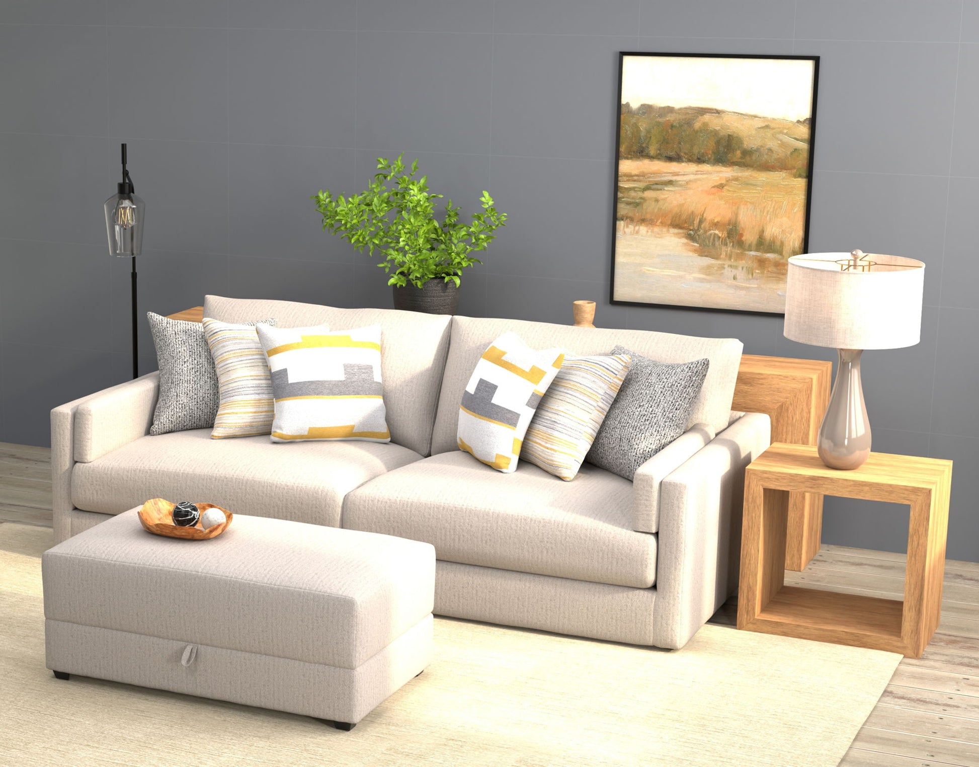 Trevor - Extra Deep Oversized Sofa With Included Storage Cocktail Ottoman - Hornell Furniture Outlet