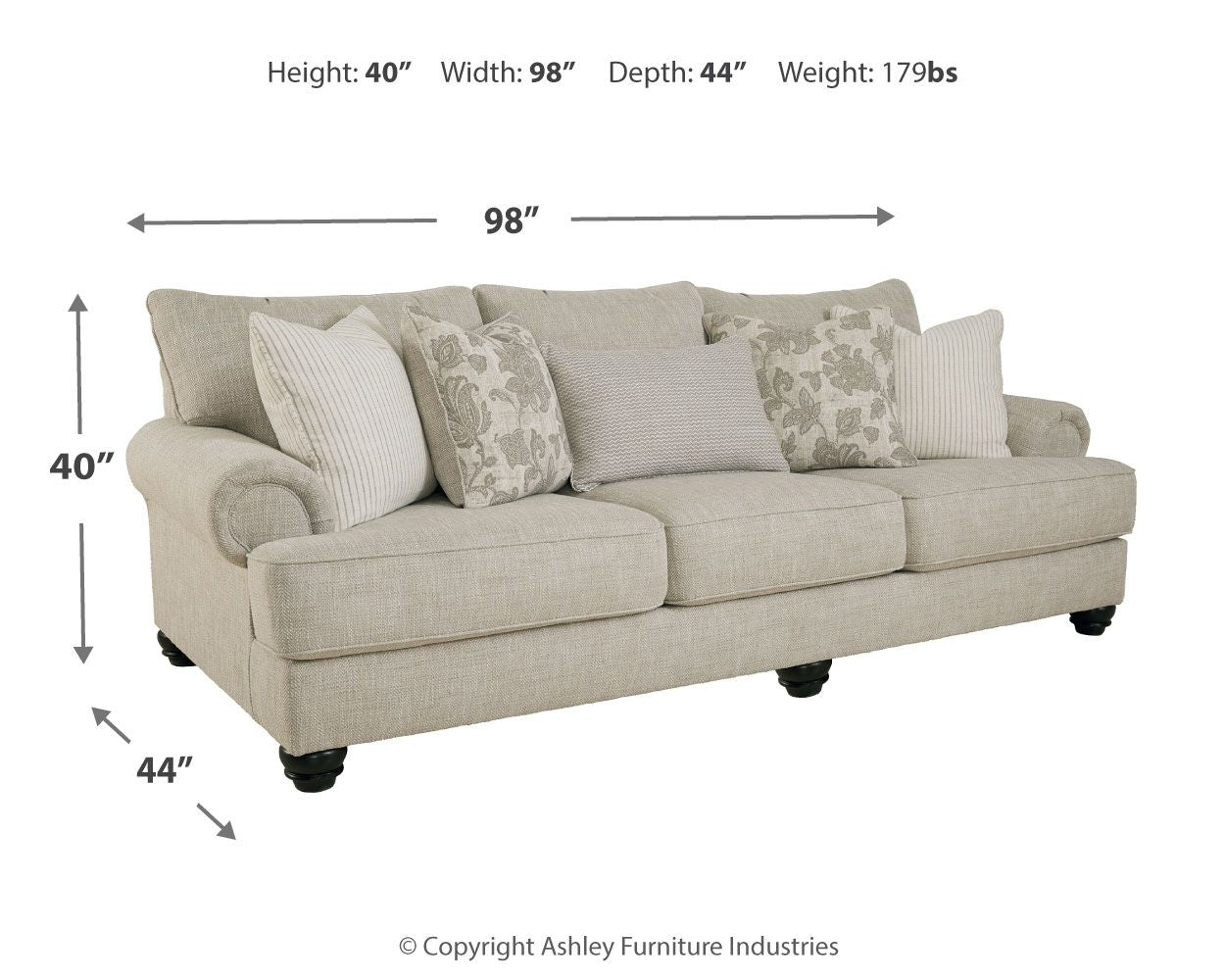Asanti - Fog - Sofa - Hornell Furniture Outlet