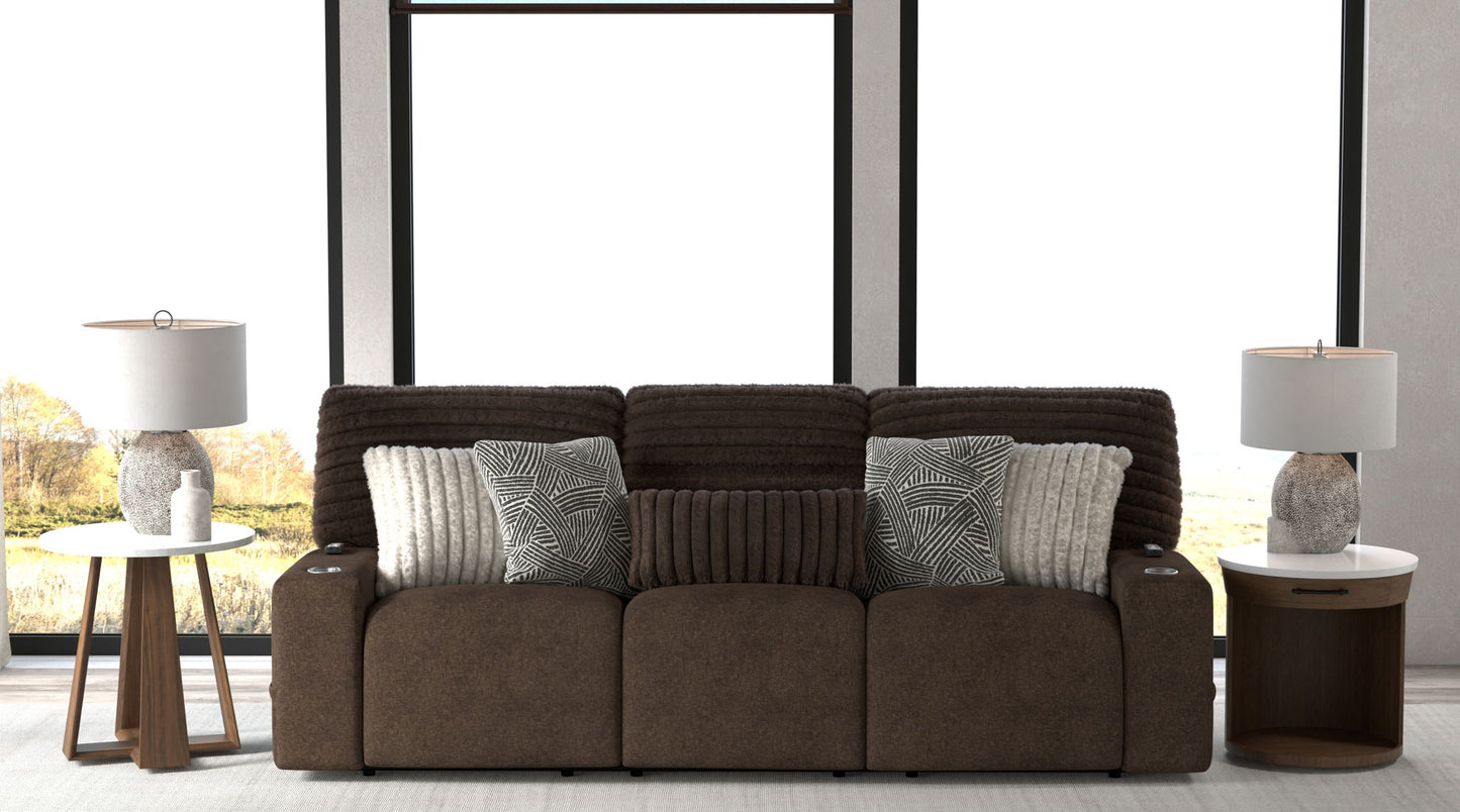 Zen - Power Reclining Sofa With CR3 Heat/Massage/Zero Gravity - Chocolate - Hornell Furniture Outlet
