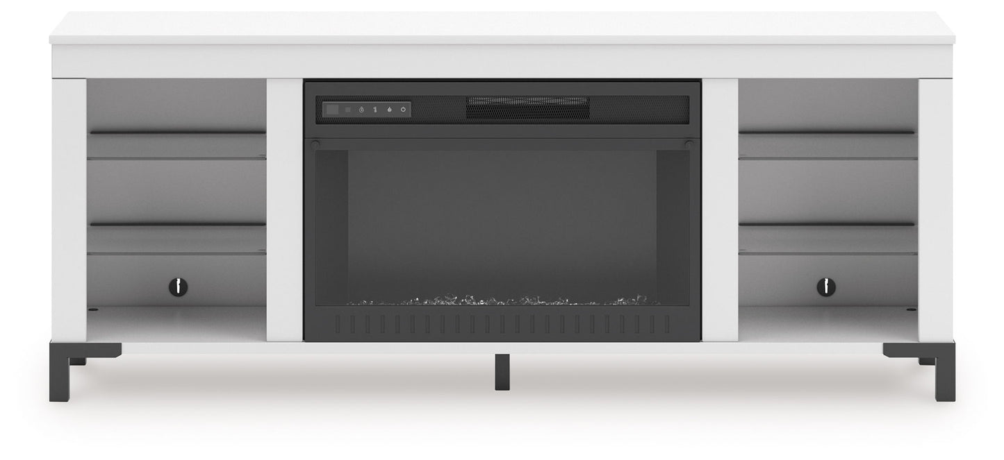 Brollevi - White - TV Stand With Fireplace - Hornell Furniture Outlet