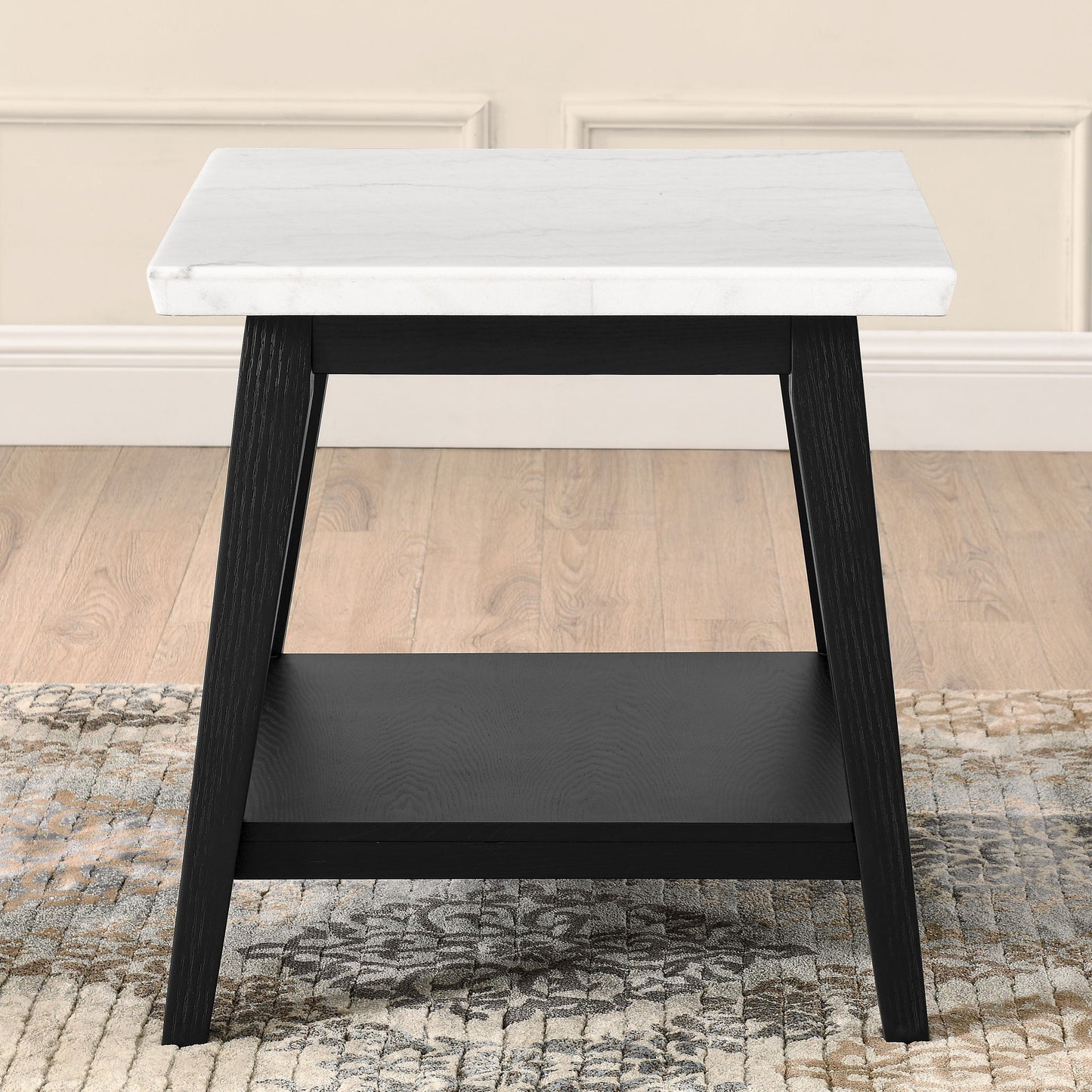 Vida - Marble End Table - Black / White - Hornell Furniture Outlet