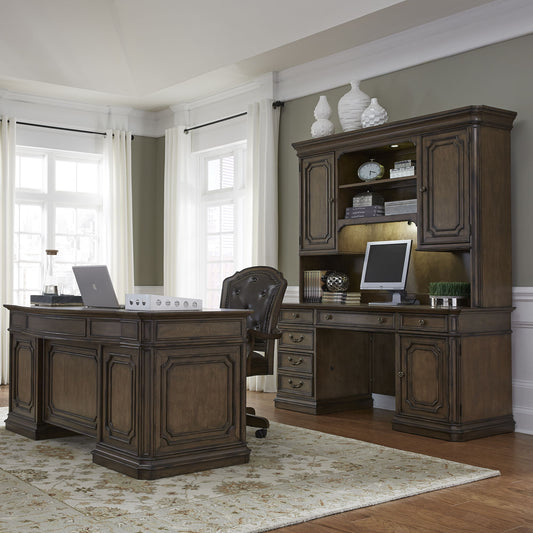 Amelia - 5 Piece Home Office Jr Executive Set - Dark Brown - Hornell Furniture Outlet