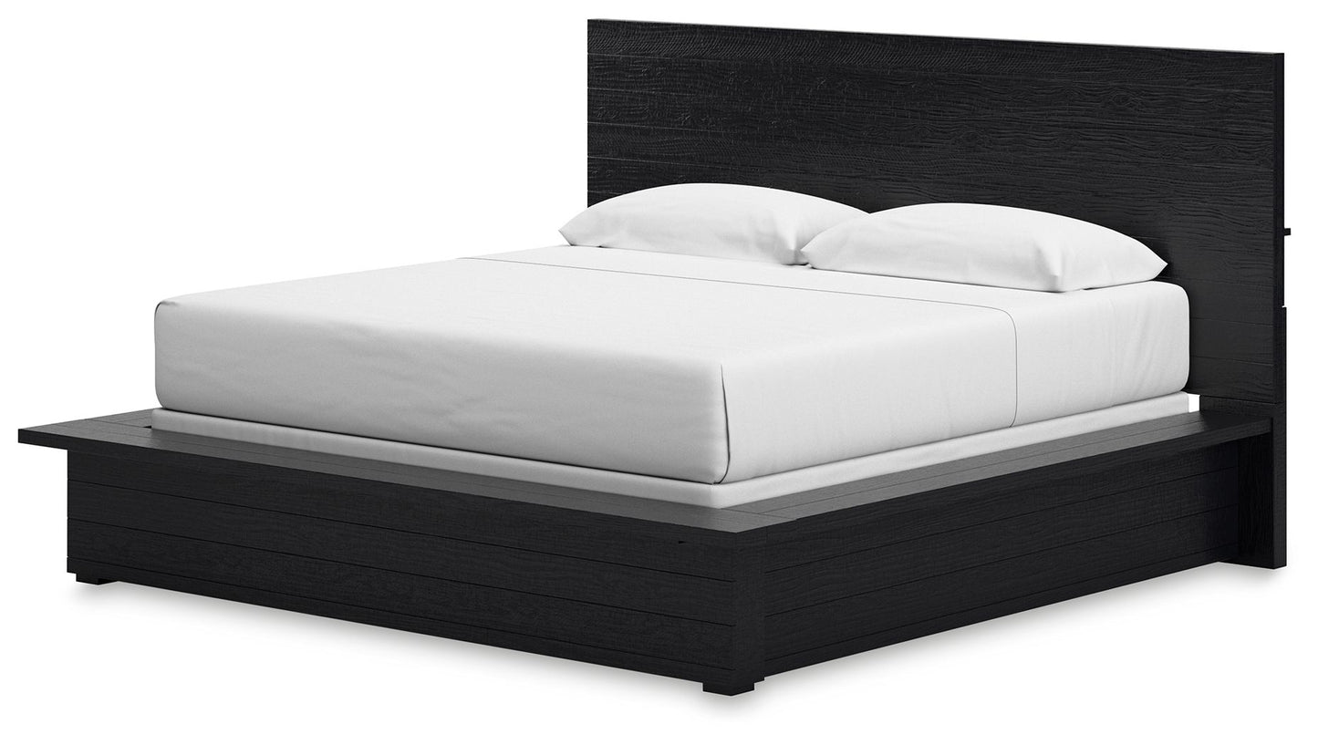 Londer - Black - King Panel Bed - Hornell Furniture Outlet