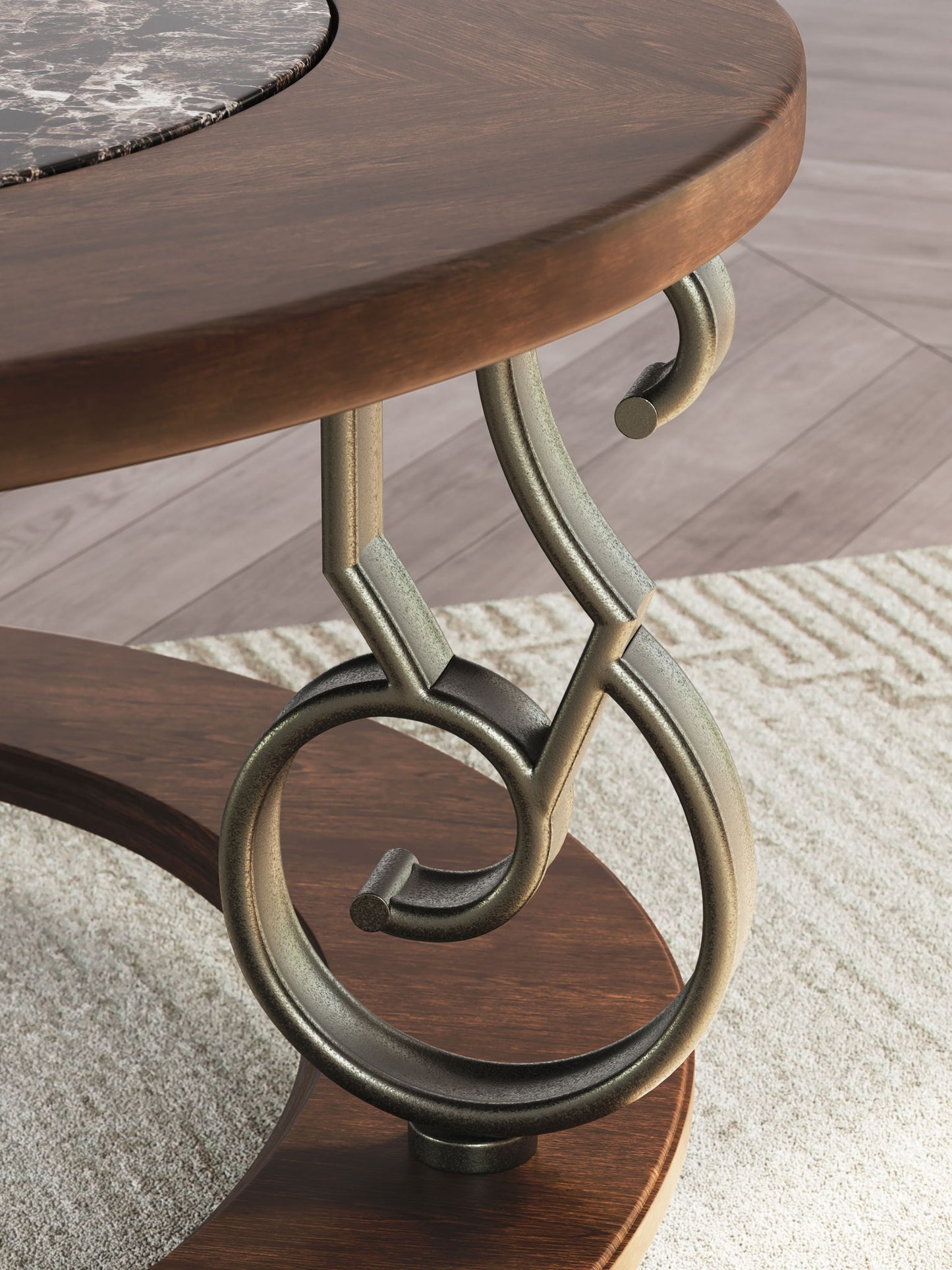 Frallyn - Round Cocktail Table - Dark Brown - Hornell Furniture Outlet