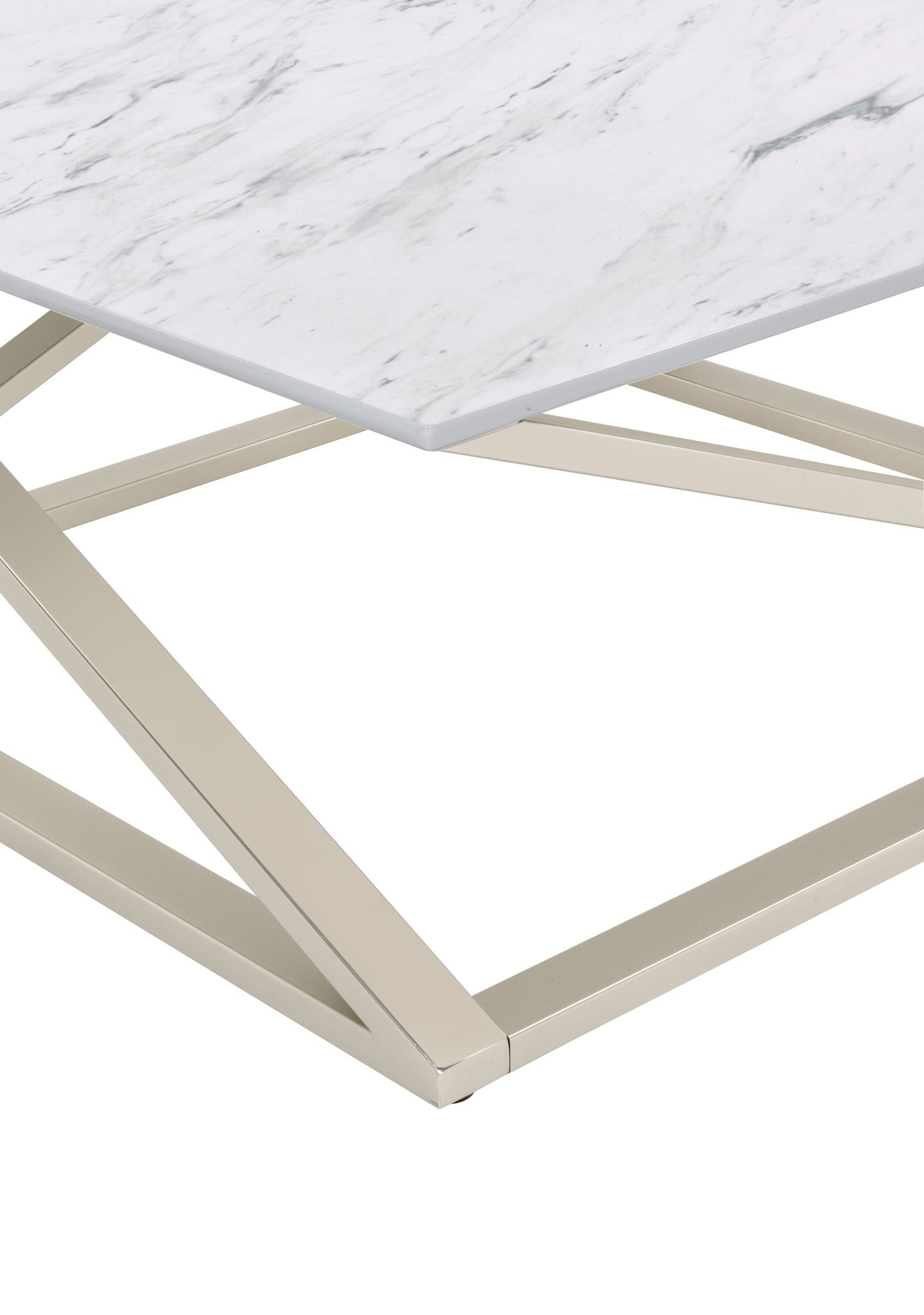 Zurich - Faux White Marble Top Coffee Table - White - Hornell Furniture Outlet