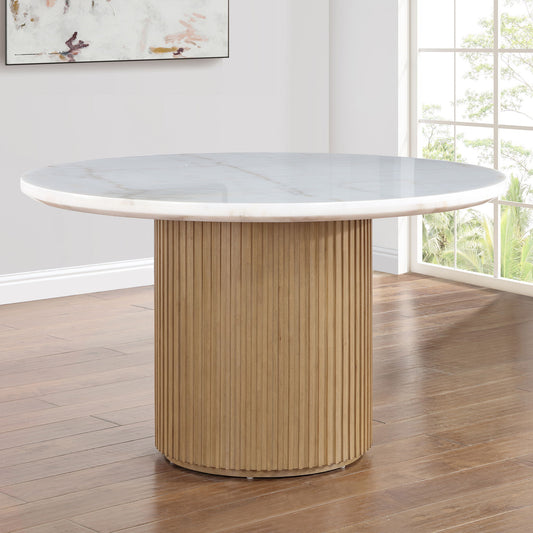 Colvin - Round Marble Dining Table - White - Hornell Furniture Outlet