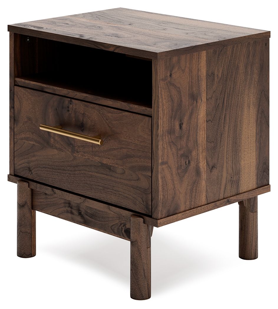 Calverson - Mocha - One Drawer Night Stand - Medium - Hornell Furniture Outlet
