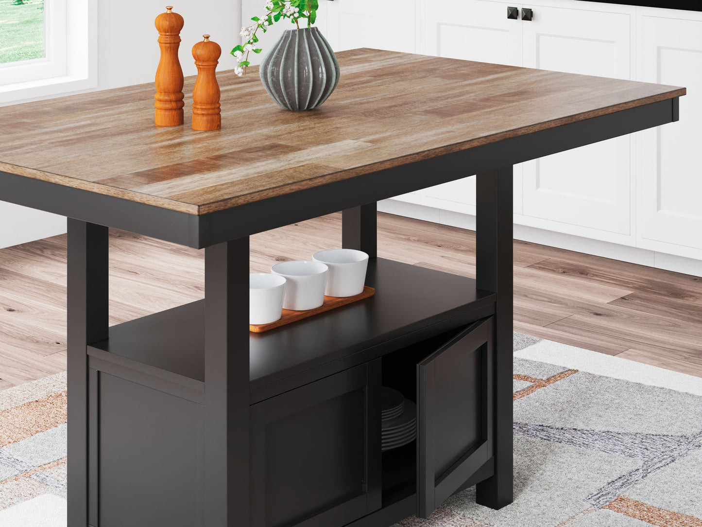 Wildenauer - Brown / Black - Rectangular Dining Room Counter Table - Hornell Furniture Outlet