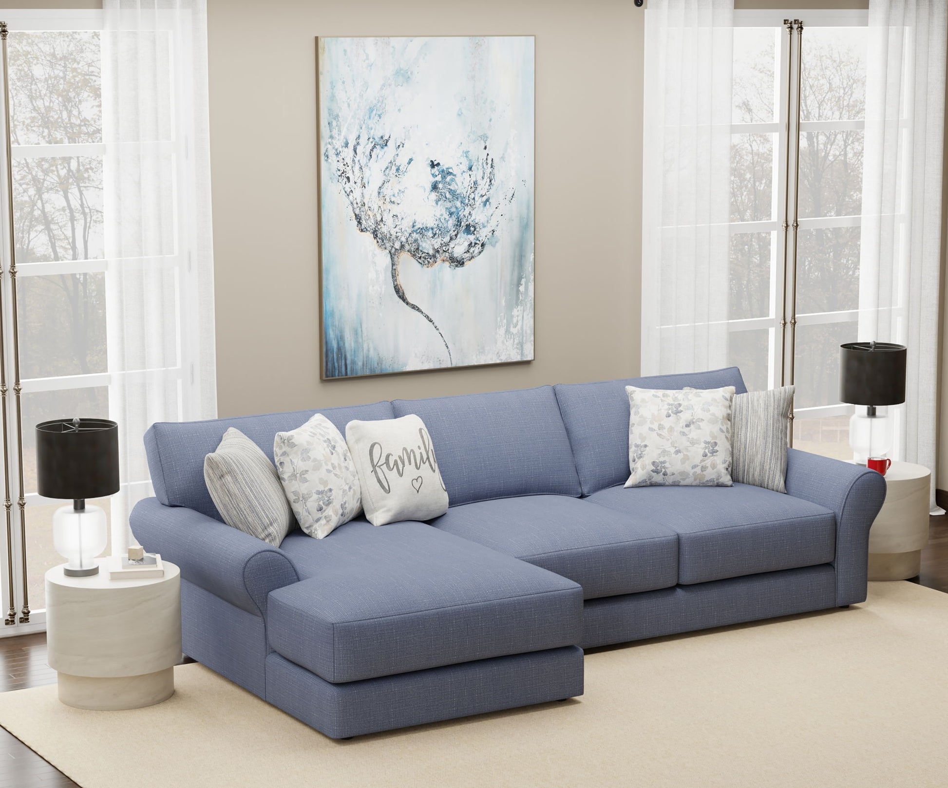 Cape May - Sofa Chaise With Comfort Coil Seating And 5 Accent Pillows Included - Hornell Furniture Outlet