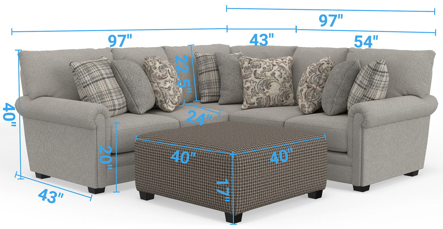 Livingston - Sectional With Comfort Coil Seating, 40" Cocktail Ottoman And Accent Pillows Included - Hornell Furniture Outlet