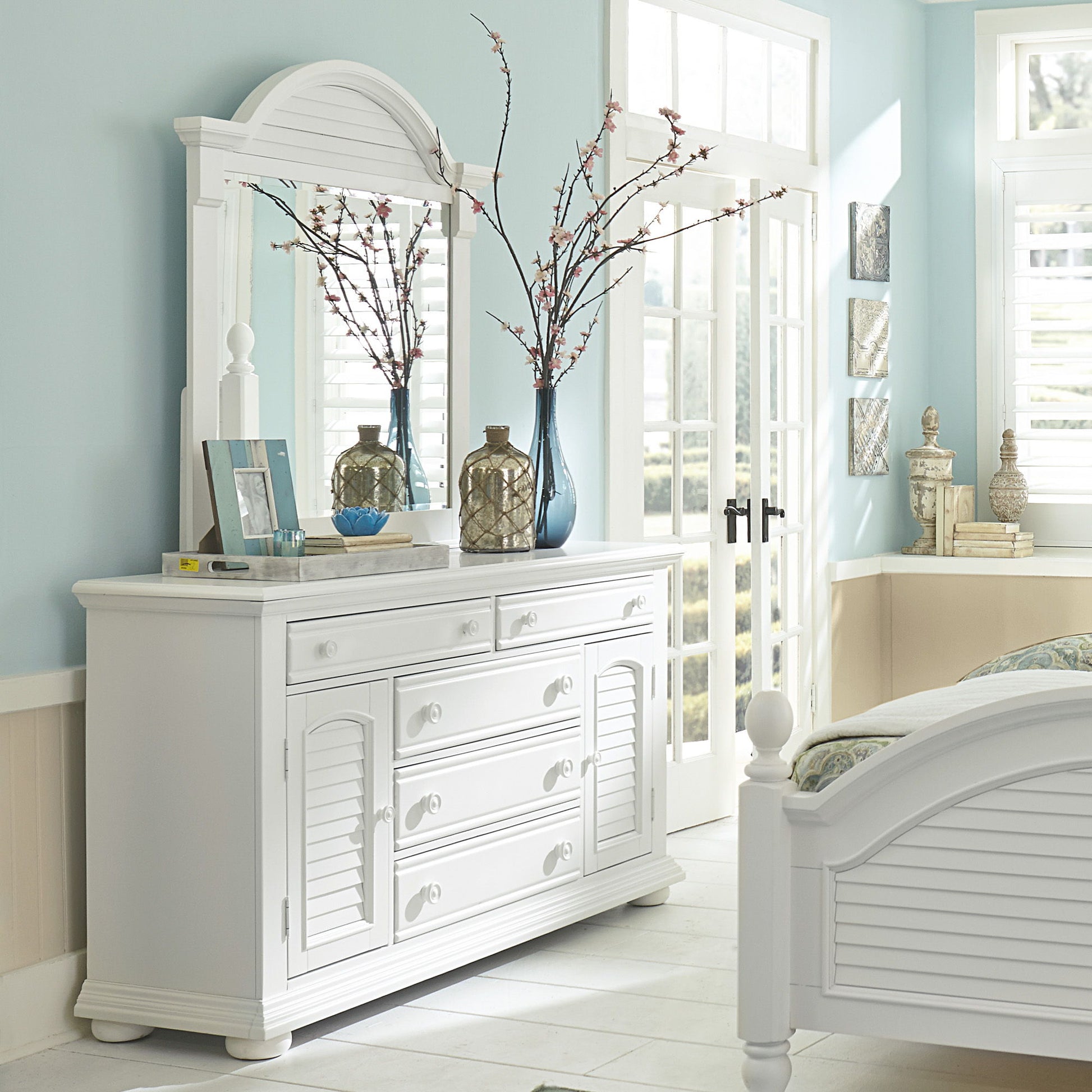 Summer House I - Panel Bed, Dresser & Mirror - Hornell Furniture Outlet