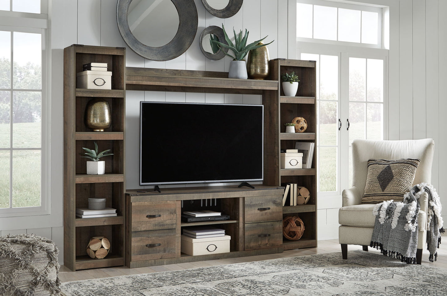 Trinell - 4 - Piece Entertainment Center With 60" TV Stand - Hornell Furniture Outlet