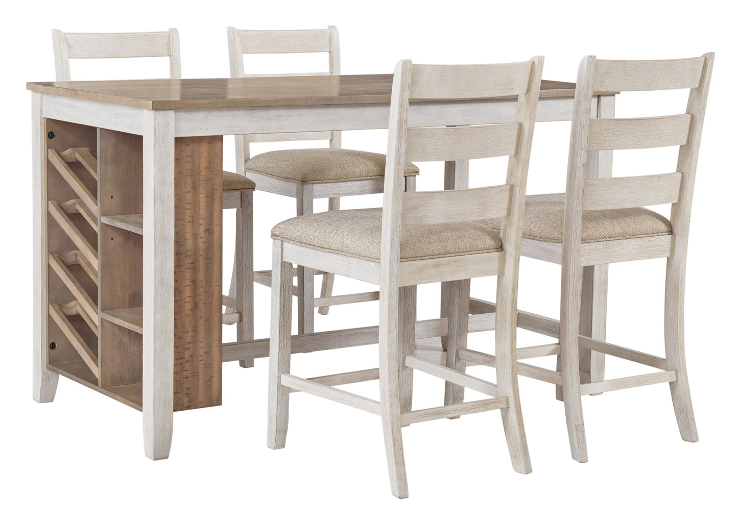 Skempton - White - Rectangular Counter Table With Storage - Hornell Furniture Outlet