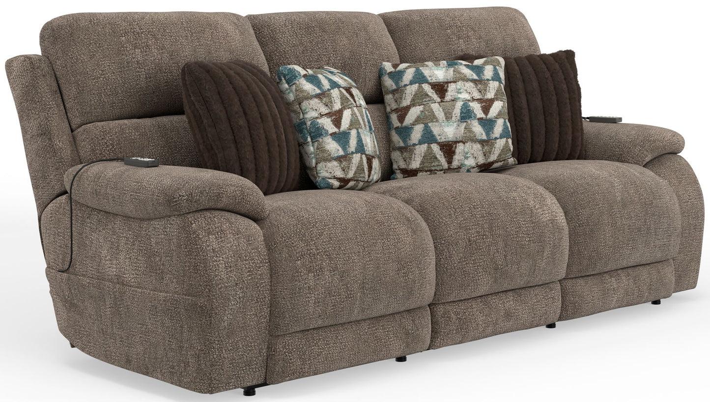 Joya - Zero Gravity Power Reclining Sofa With Power Adjustable Headrest And CR3 Heat/Massage/Lumbar - Mushroom - Hornell Furniture Outlet