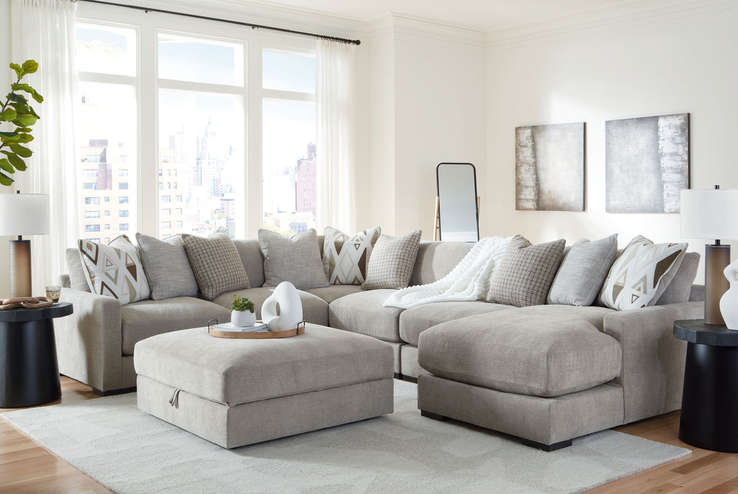 Aslan Court - Sectional With Ottoman Set - Hornell Furniture Outlet