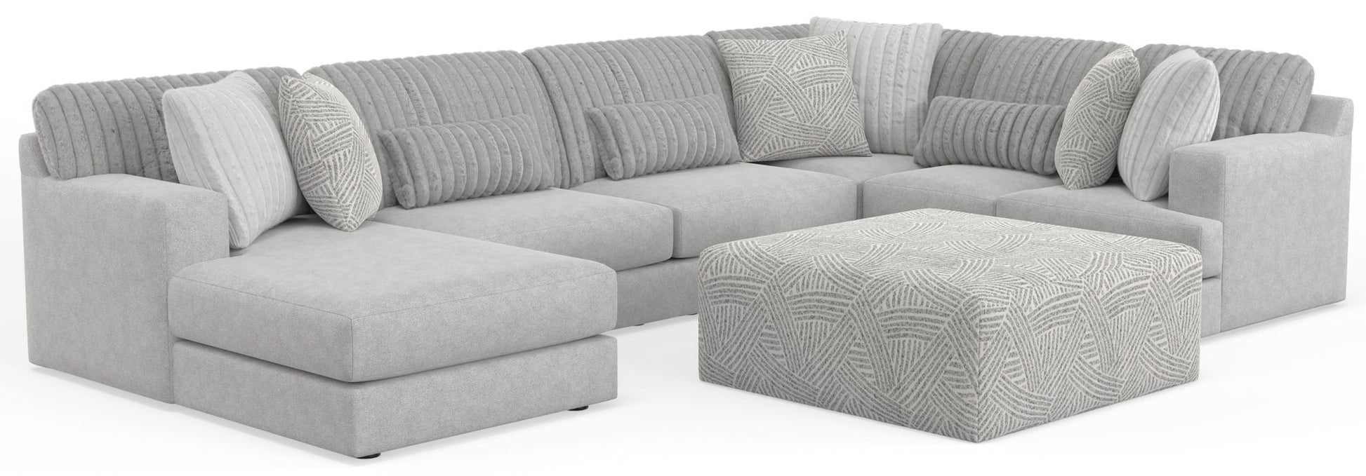 Logan - Upholstered Sectional With Comfort Coil Seating - 46" Cocktail Ottoman And Accent Pillows Included - Hornell Furniture Outlet