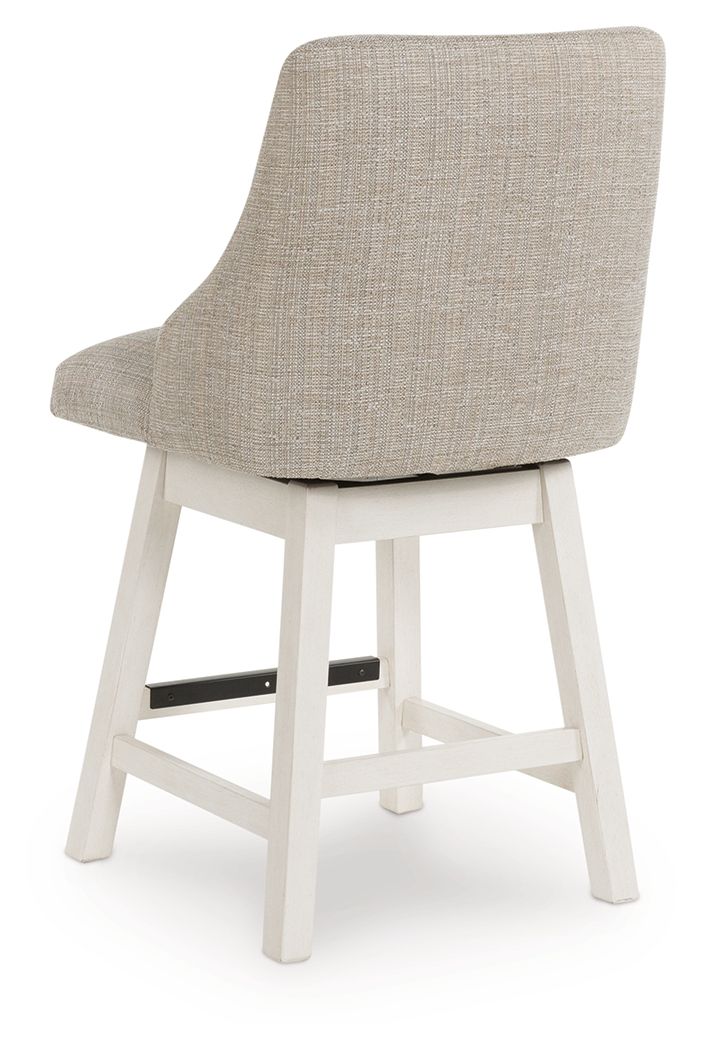 Robbinsdale - Antique White - Upholstered Swivel Curved Back Barstool (Set of 2) - Hornell Furniture Outlet