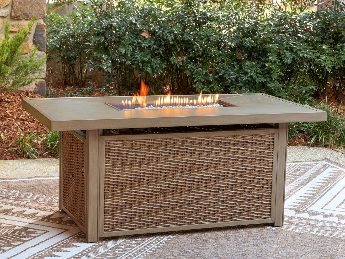 Laguna Heights - Rectangular Fire Pit Table - Beige - Hornell Furniture Outlet