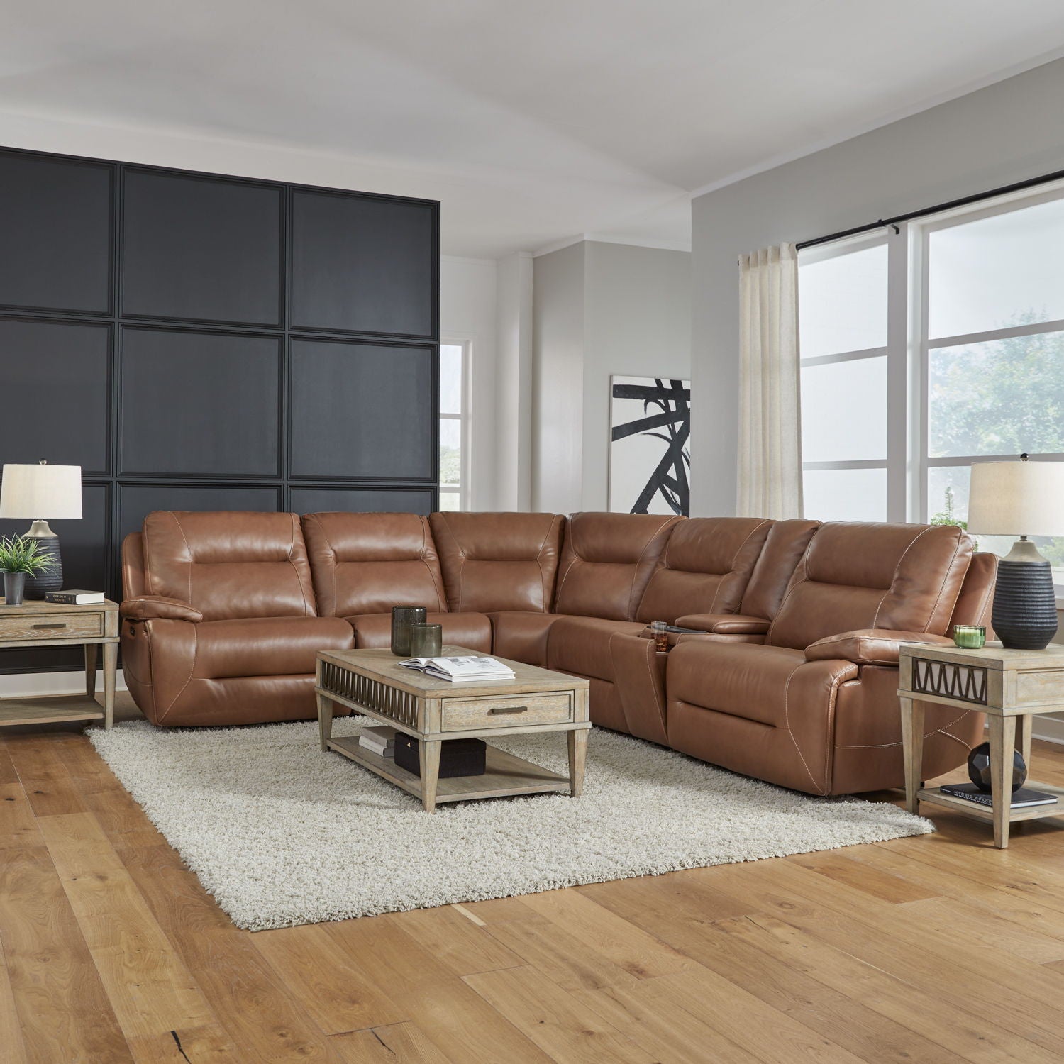 Cameron - 6 Piece Sectional - Dakota Saddle Leather - Hornell Furniture Outlet