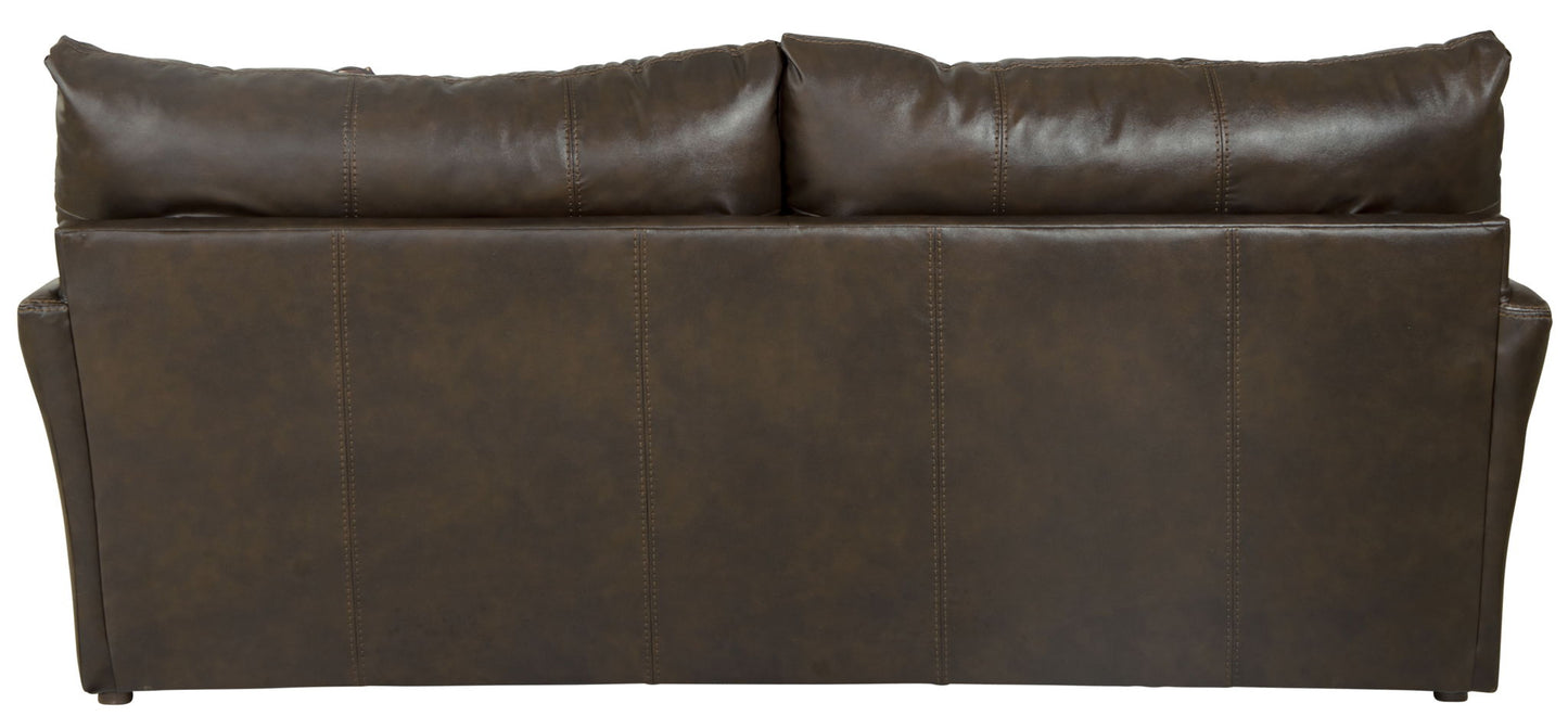 Pavia - Top Grain Italian Leather Sofa With Cuddler Cushions - Cocoa - Hornell Furniture Outlet
