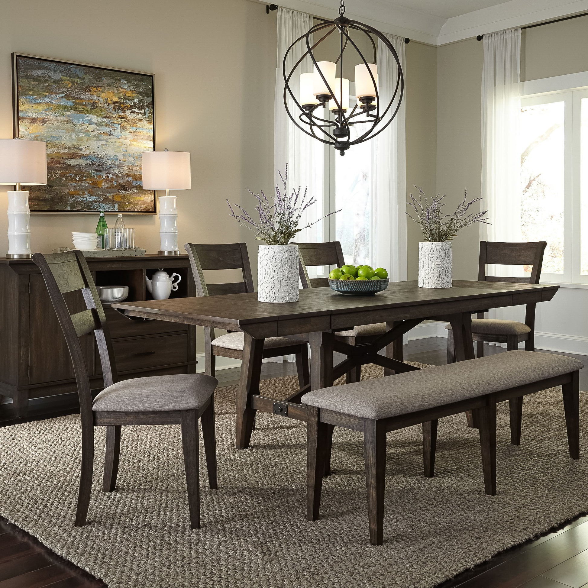 Double Bridge - Trestle Table - Dark Brown - Hornell Furniture Outlet