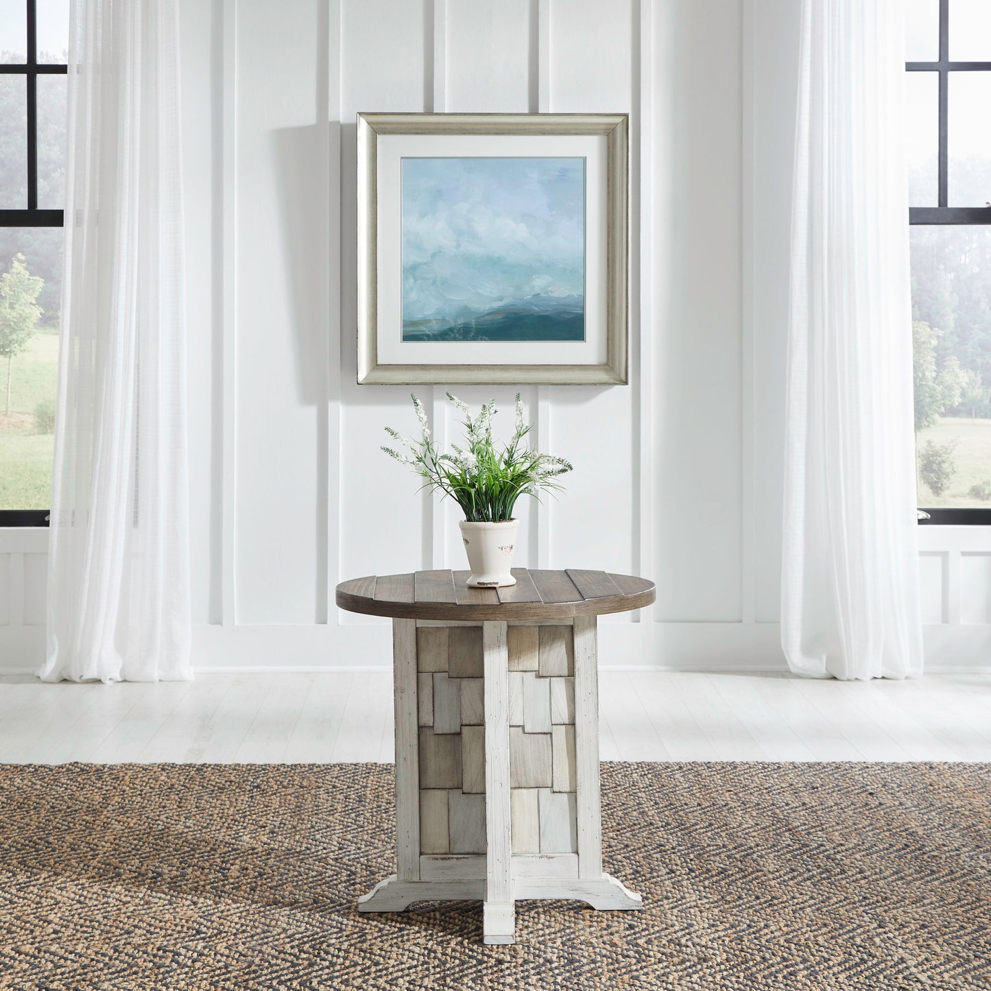 River Place - Round Chairside Table - White - Hornell Furniture Outlet