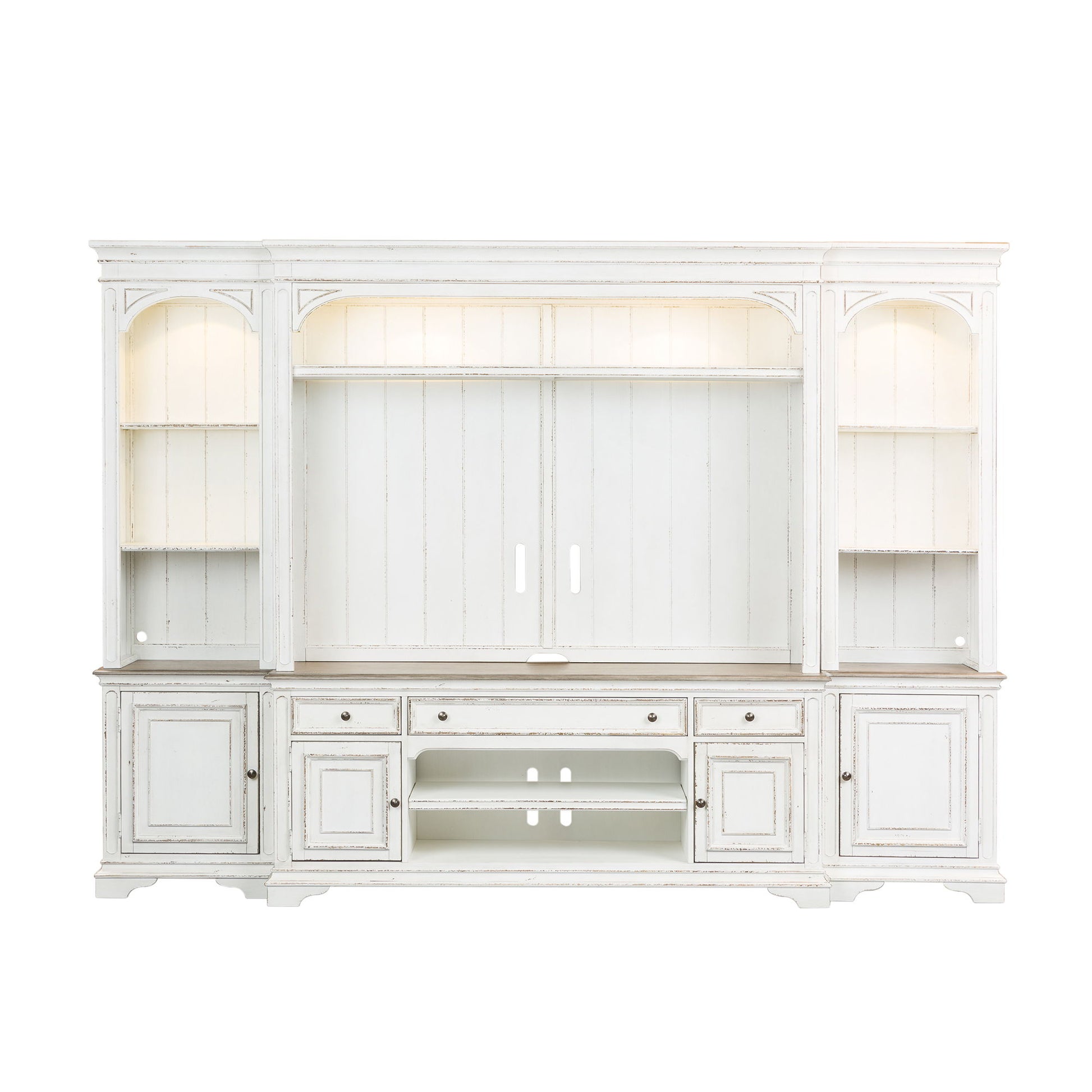 Magnolia Manor - Entertainment Center With Piers - White - Hornell Furniture Outlet