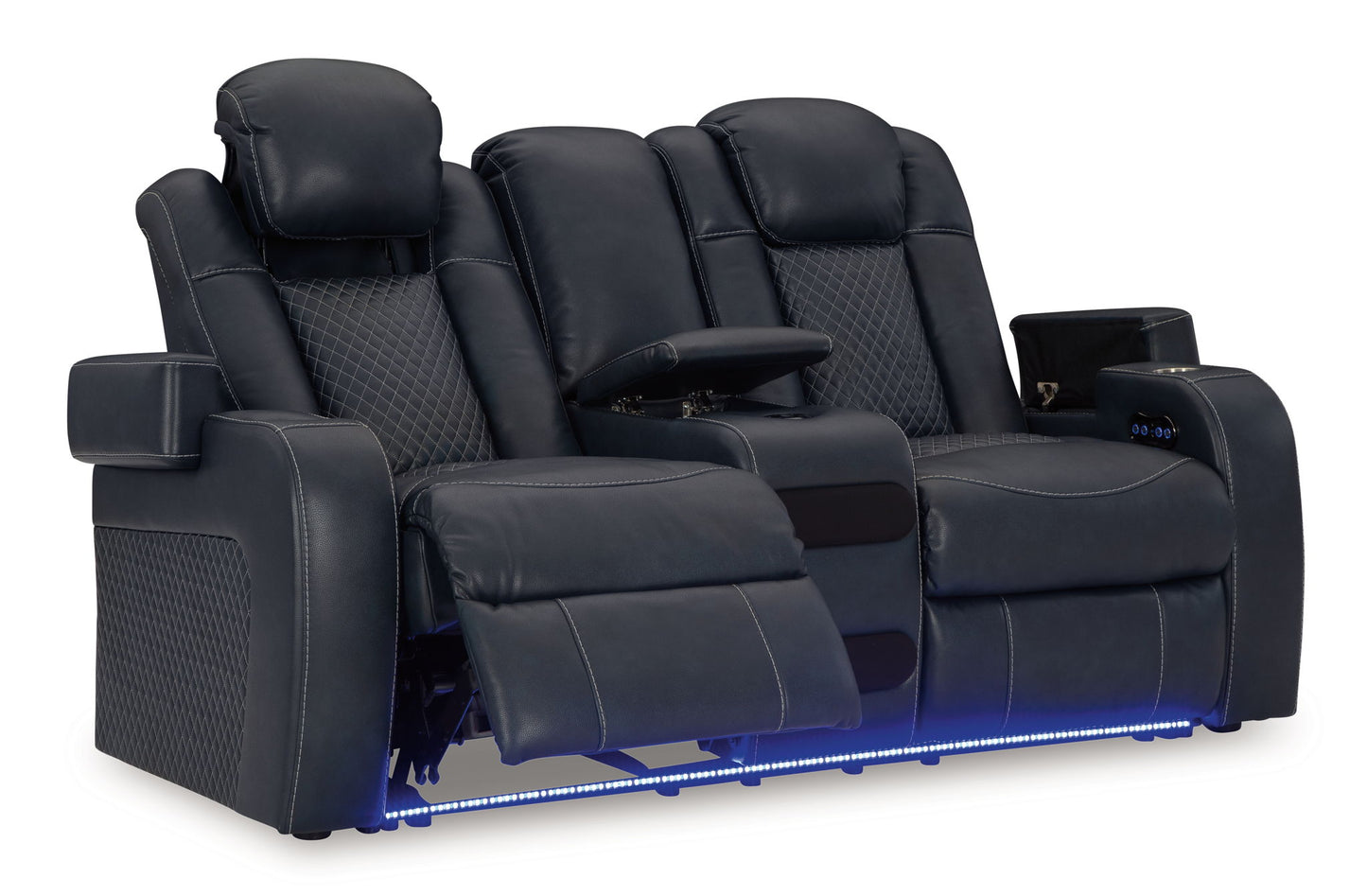 Fyne - dyme - Power Reclining Loveseat With Console/Adj Hdrst - Hornell Furniture Outlet