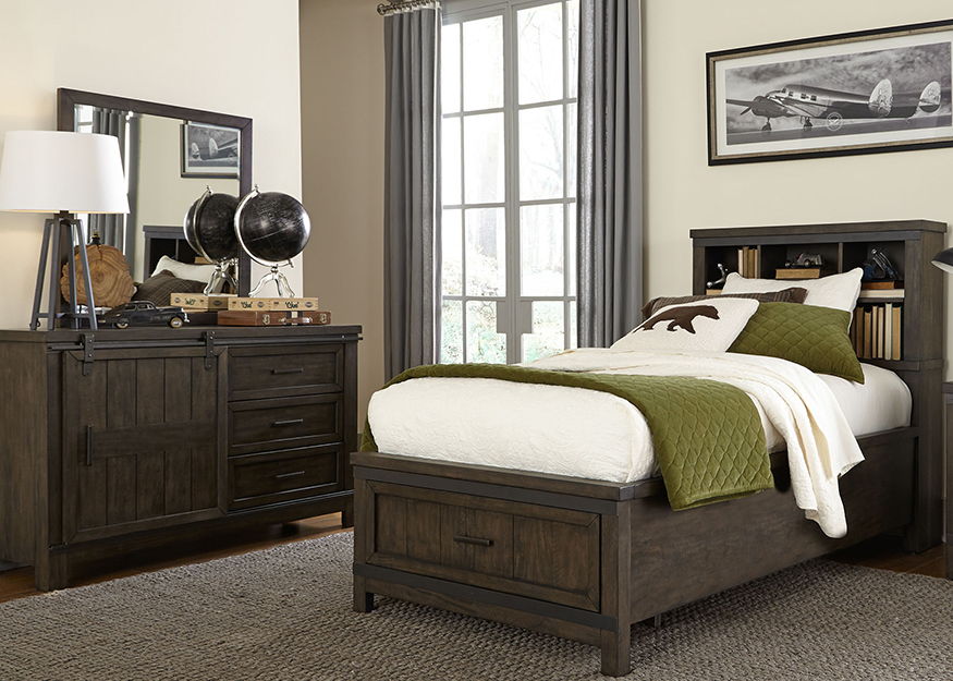 Thornwood Hills - Bookcase Bed, Dresser & Mirror - Hornell Furniture Outlet