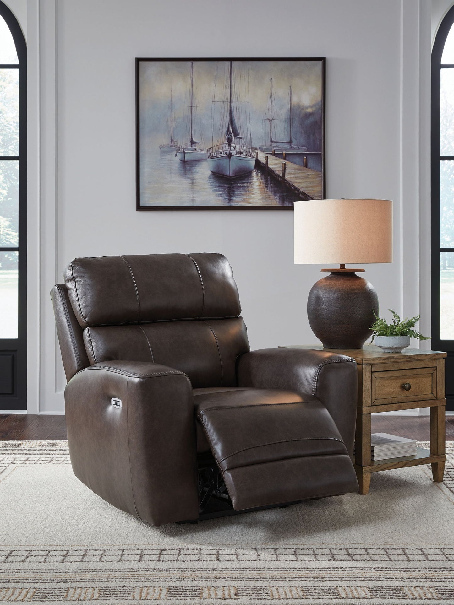 Crossplex - Smoke - Power Recliner / Adjustable Headrest - Hornell Furniture Outlet