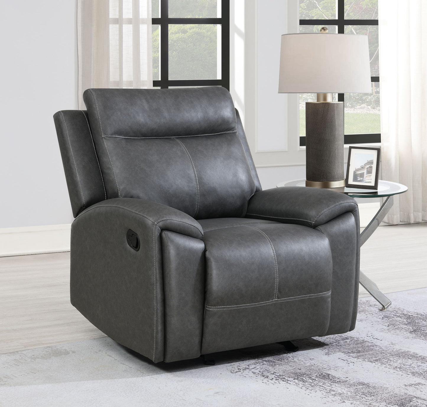 Gaston - Manual Recliner - Gray - Hornell Furniture Outlet