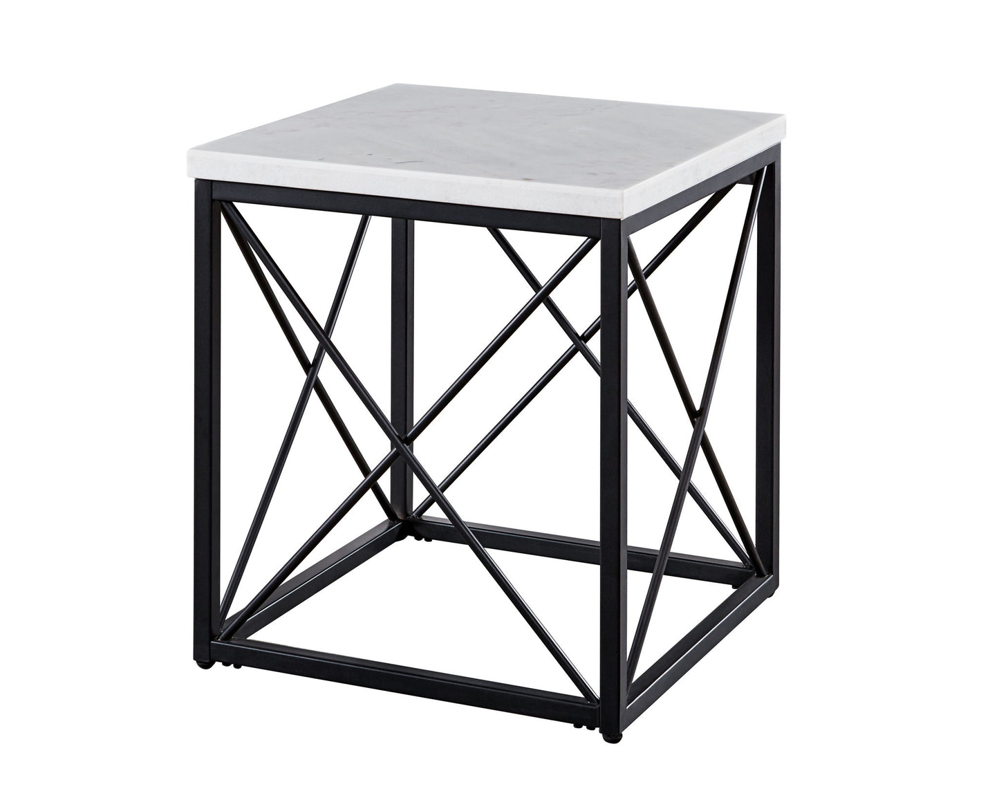 Skyler - Square End Table With Marble Top - White - Hornell Furniture Outlet