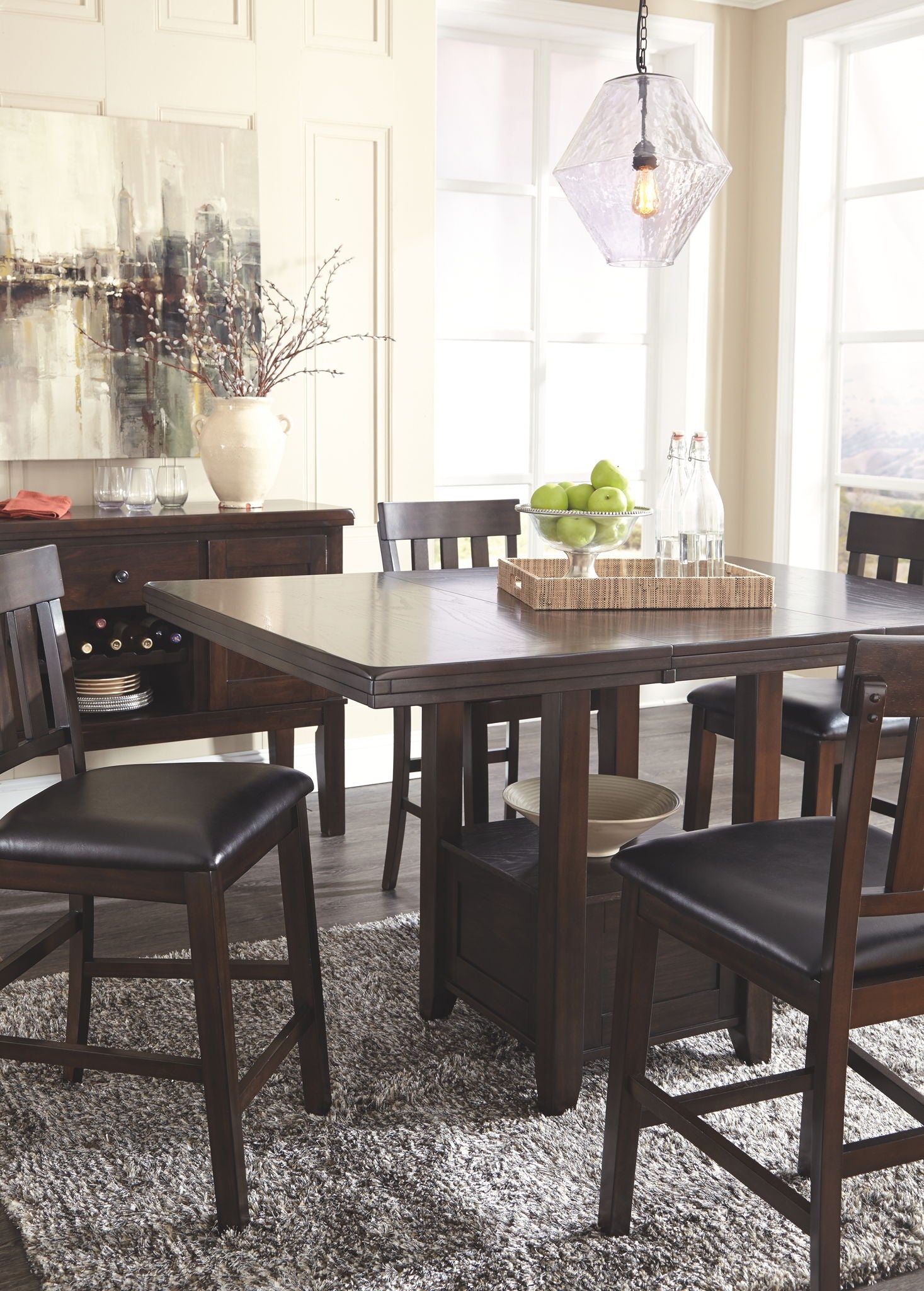 Haddigan - Dining Table With Bar Stools - Hornell Furniture Outlet