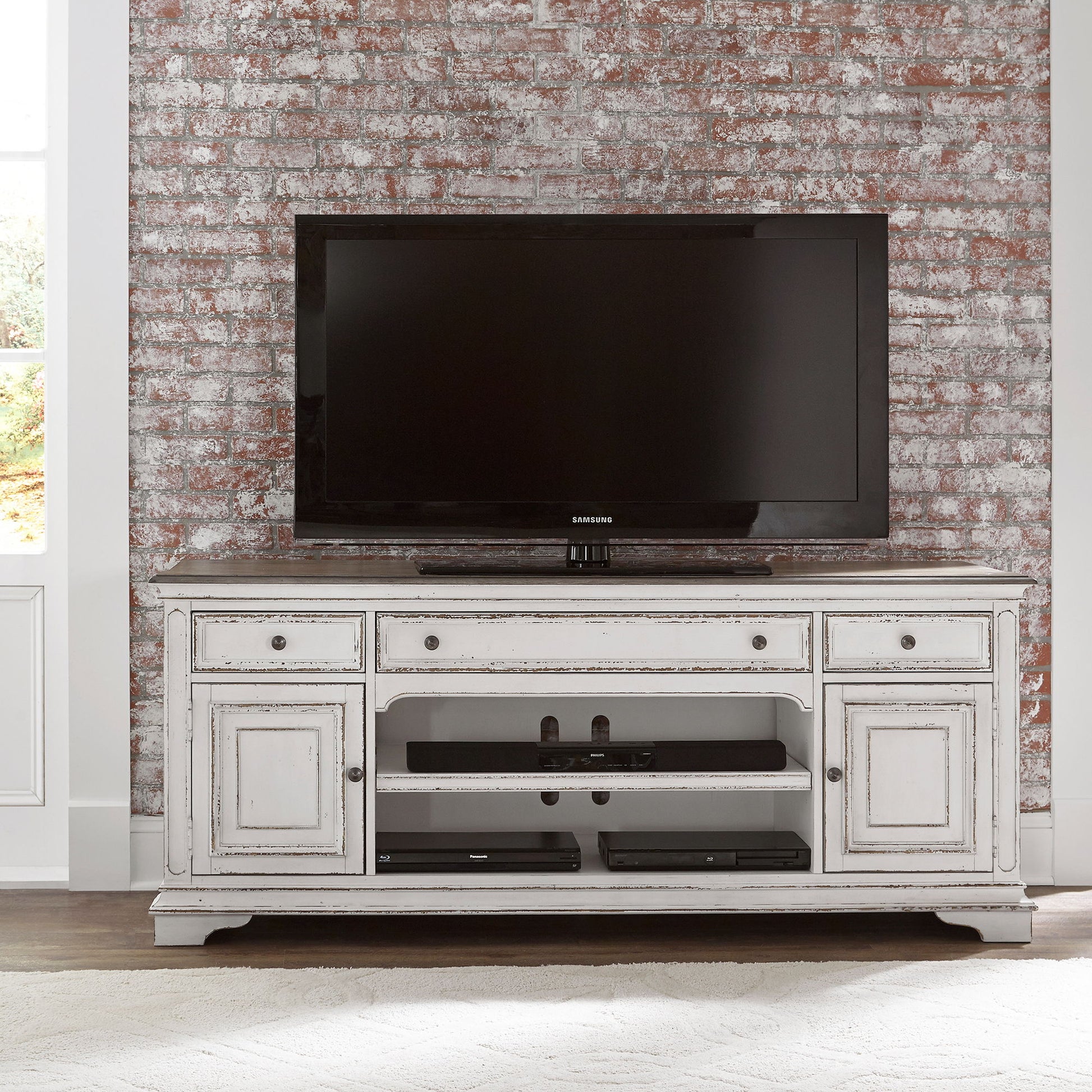 Magnolia Manor - Entertainment TV Stand - White - Hornell Furniture Outlet