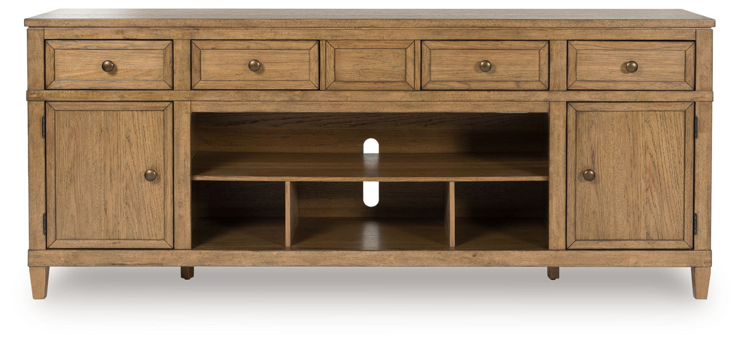Sharlance - Light Brown - XL TV Stand With Fireplace Option - Hornell Furniture Outlet