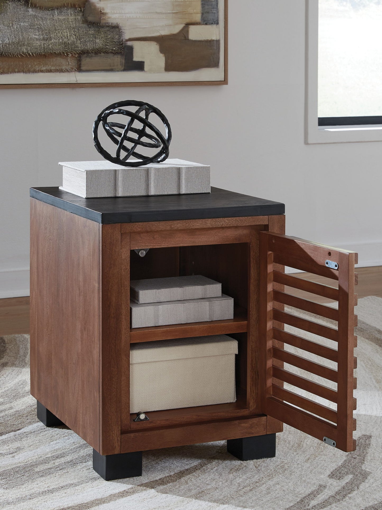 Kallari - Warm Brown / Black - Chair Side End Table - Hornell Furniture Outlet