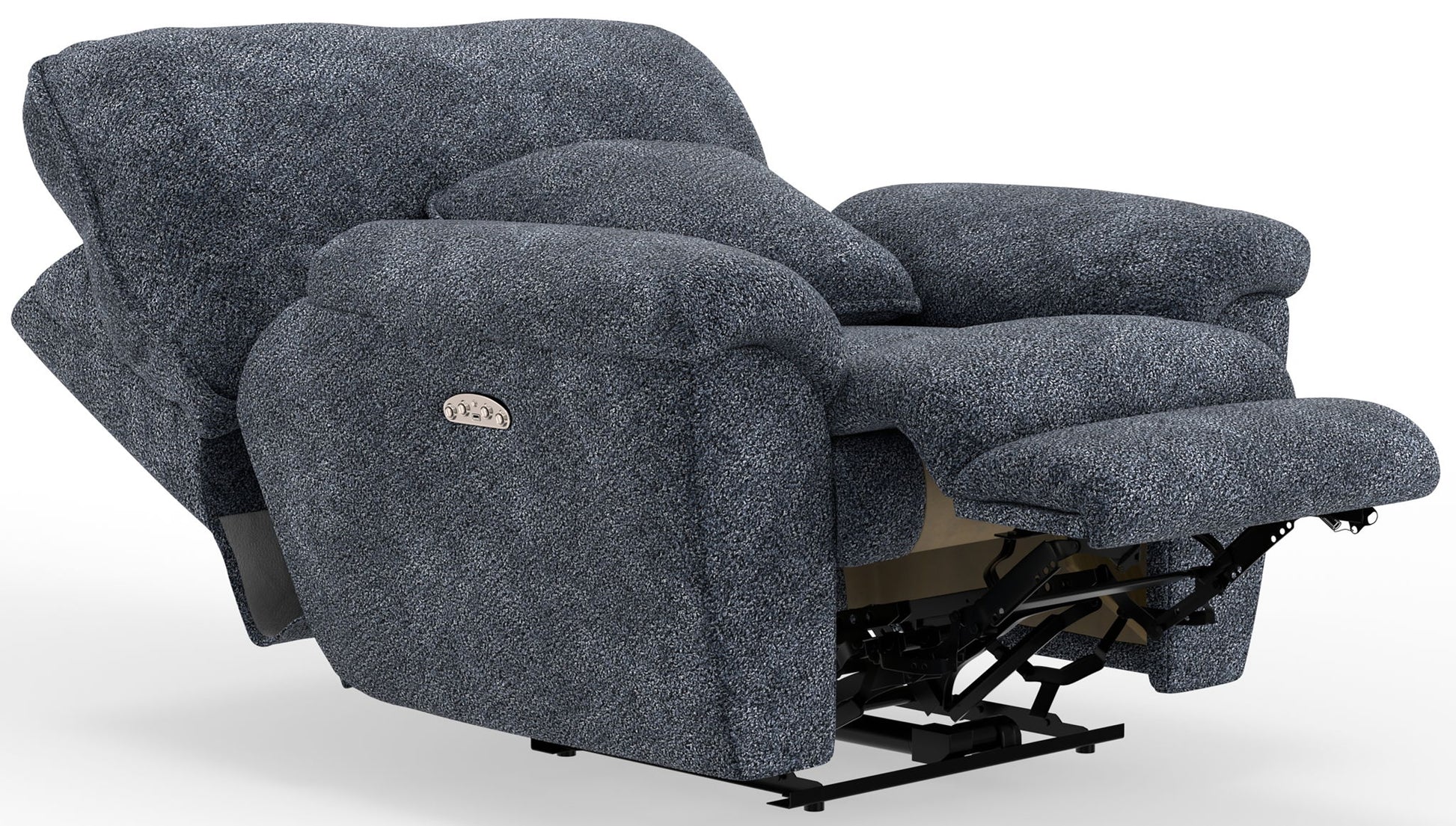 Paxon - Deep Seat Power Lay Flat Recliner With Power Adjustable Headrest - Smoke - Hornell Furniture Outlet