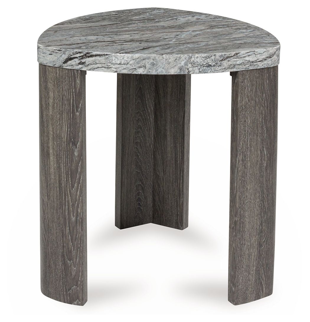 Surmour - Gray / Brown - Triangle End Table - Hornell Furniture Outlet
