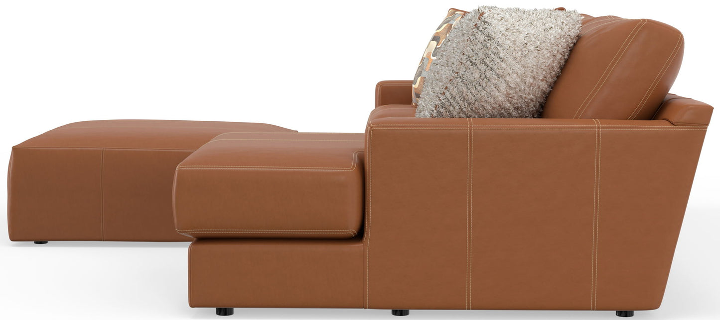 Minori - Italian Leather Sofa / Chaise And Cocktail Ottoman - Hornell Furniture Outlet