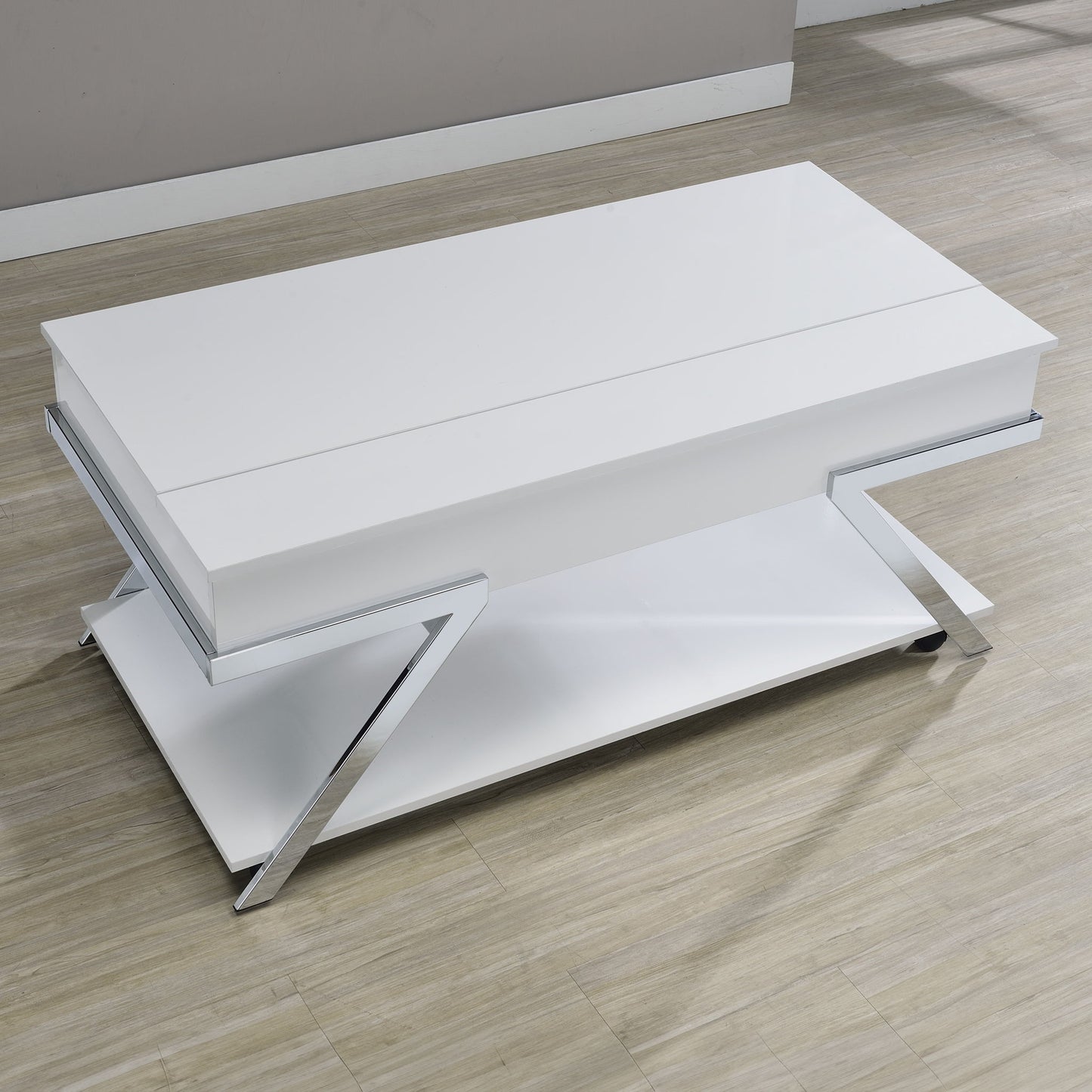 Zena - Lift - Top Cocktail Table With Casters - White - Hornell Furniture Outlet
