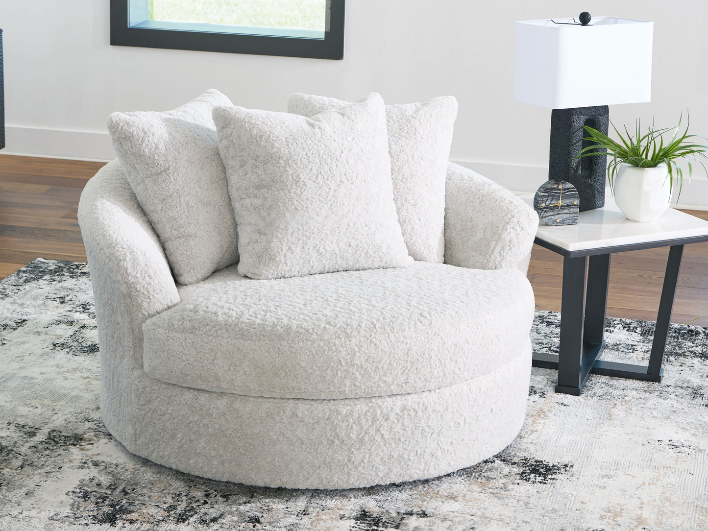 Cuddle Plush - Arctic - Oversized Swivel Accent Chair - Hornell Furniture Outlet