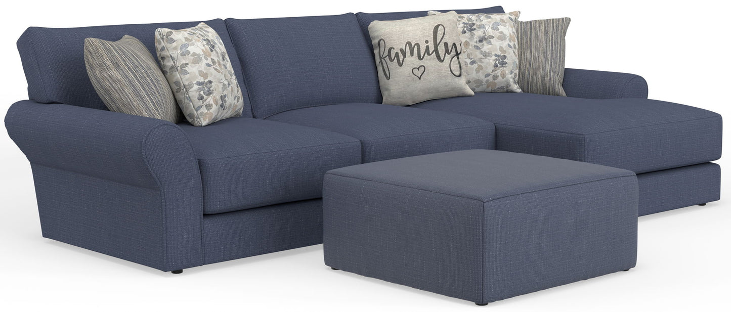 Cape May - Sofa Chaise With Comfort Coil Seating, 41" Cocktail Ottoman And 5 Accent Pillows Included - Hornell Furniture Outlet