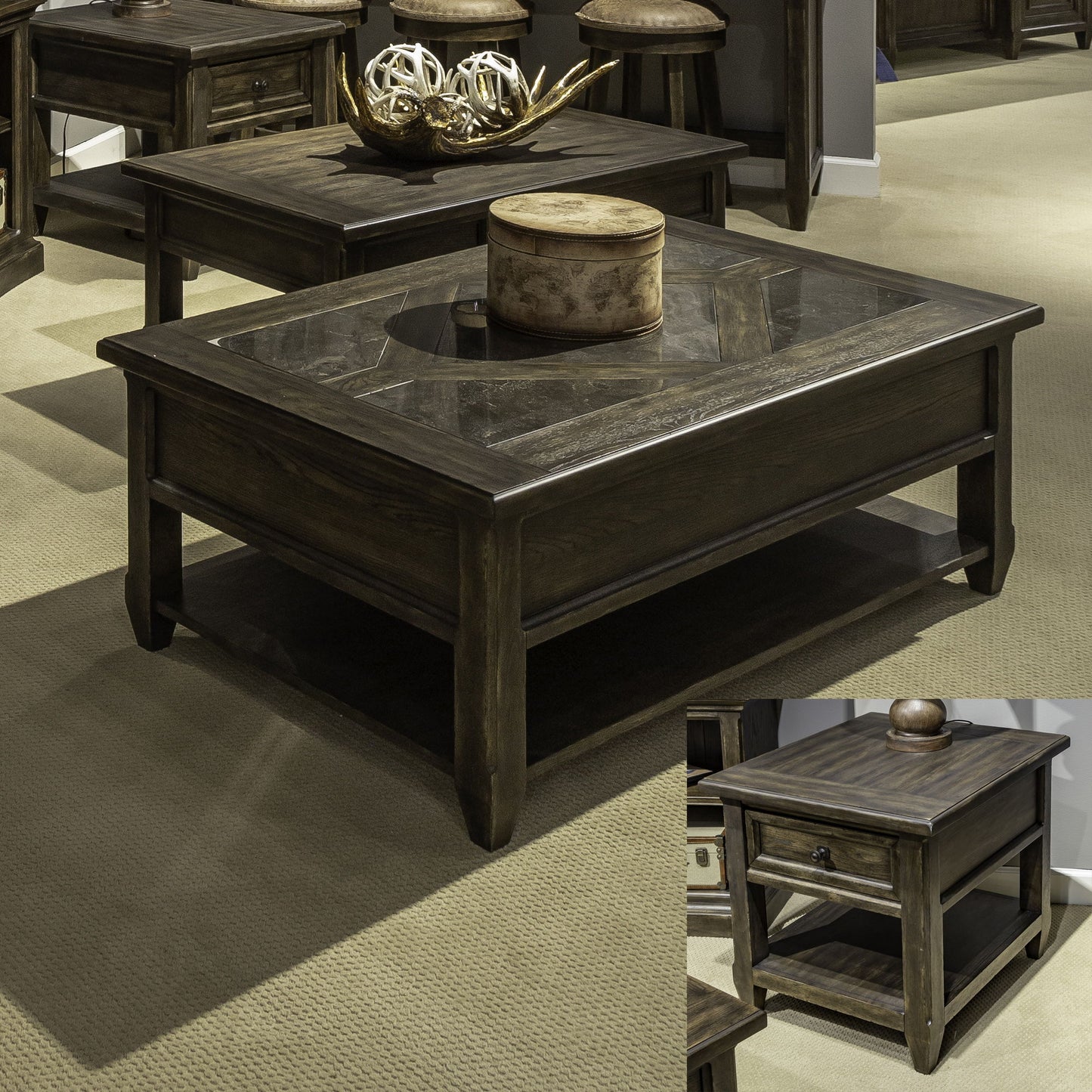 Paradise Valley - 3 Piece Table Set - Dark Brown - Hornell Furniture Outlet