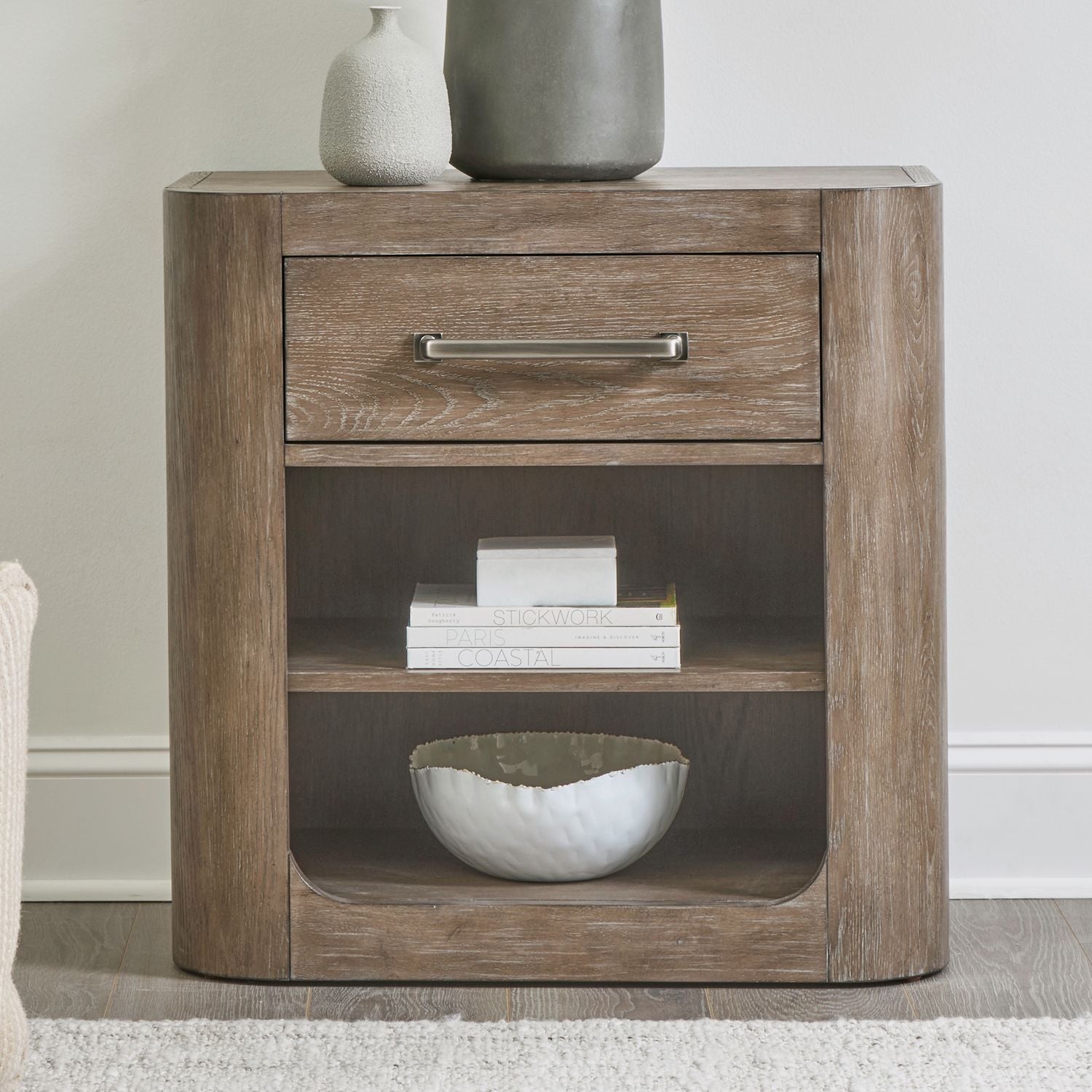 South Bend - Open Nightstand With Charging Station - Brown - Hornell Furniture Outlet